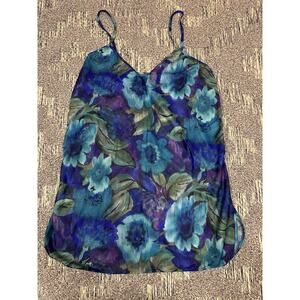 Undercover Wear Vintage Nightie Floral Made In USA Size Large Short Sheer Tank
